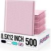 imageFuxury 500 Pack Teal Bubble Mailers 85x12quot Medium Opaque Padded Envelopes Strong Adhesion Bubble Mailer Thick Padded Envelopes Mailers for Small Business Mailing Books Clothes Makeup SuppliesLight Pink