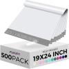 imageFuxury 500 Pcs Large Poly Mailers 19x24 Inch Bulk Shipping Bags for Clothing Strong Adhesive Shipping Envelopes for Small Business SuppliersWaterproof Mailers Poly Bags Mailing Envelopes TealWhite