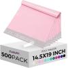 imageFuxury 500 Pcs Poly Mailers 145x19 Inch Bulk Shipping Bags for Clothing Strong Adhesive Shipping Envelopes for Small Business SuppliersWaterproof Mailers Poly Bags Mailing Envelopes TealLight Pink