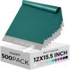 imageFuxury Poly Mailers 12x155 Inch 500 Pcs Bulk Shipping Bags for Clothing Strong Adhesive Shipping Envelopes for Small Business SuppliersWaterproof Mailers Poly Bags Mailing Envelopes Forest GreenForest Green