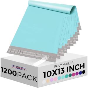 imageFuxury 1000pcs 10x13quot Poly MailersWaterproof Shipping Bags for ClothingStrong Adhesive Shipping Envelopes for Small BusinessSelf Seal Poly Mailer BagsFlexible Mailing Bags WhiteLight Blue