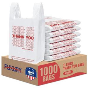 imageFuxury 20000 20K Count  Thank You Plastic Bags Black for Small Business 12quot x 65quot x 21quot Tshirt Grocery Take Out To Go Retail Shopping Bags in BulkWhite