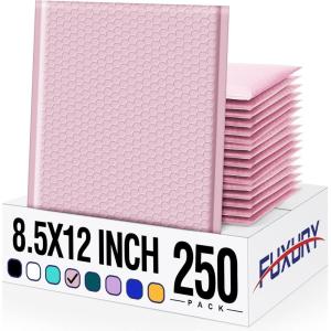 imageFuxury 250 Pack Black Bubble Mailers 105x16 Inch Self Seal Padded Envelopes Waterproof Mailing Envelopes Bubble Padded Cushioning Padded Mailers Bubble Bags for Packaging Small Business Large 5Light Pink