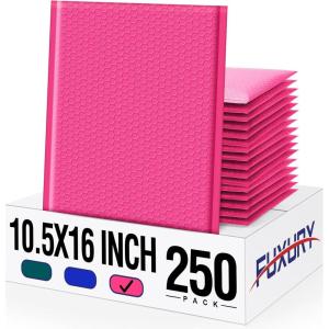 imageFuxury 250 Pack Black Bubble Mailers 105x16 Inch Self Seal Padded Envelopes Waterproof Mailing Envelopes Bubble Padded Cushioning Padded Mailers Bubble Bags for Packaging Small Business Large 5Hot Pink