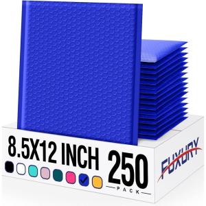 imageFuxury 250 Pack Black Bubble Mailers 105x16 Inch Self Seal Padded Envelopes Waterproof Mailing Envelopes Bubble Padded Cushioning Padded Mailers Bubble Bags for Packaging Small Business Large 5Royal Blue