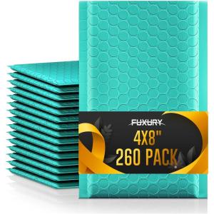 imageFuxury 4x8 Bubble Mailer 260 Pack Black Padded Envelopes for Mailing Small Bubble Mailers Usable Size 4x7quot Padded Envelopes SelfSealPadded Mailers for Small Business Shipping Bulk000Teal