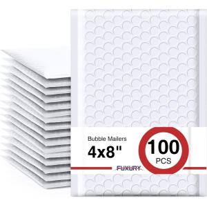 imageFuxury 4x8 Bubble Mailer 260 Pack Black Padded Envelopes for Mailing Small Bubble Mailers Usable Size 4x7quot Padded Envelopes SelfSealPadded Mailers for Small Business Shipping Bulk000White