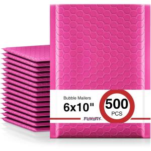 imageFuxury 500 Pack White Bubble Mailers 6x10 Inch Small Bubble Shipping Envelopes0 Thick Bubble Padded Mailer Strong Adhesion Padded Envelopes for Mailing JewelryMakeupPink
