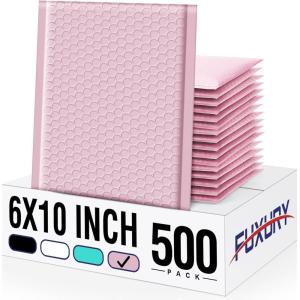 imageFuxury 500 Pack White Bubble Mailers 6x10 Inch Small Bubble Shipping Envelopes0 Thick Bubble Padded Mailer Strong Adhesion Padded Envelopes for Mailing JewelryMakeupLight Pink