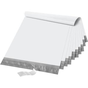 imageFuxury 500 Pcs 12x155quot Poly MailersBlack Shipping Bags Bulk for ClothingStrong Adhesive Sealing Waterproof Tearresistant Postal Mailing Poly Bags for BooksAccessoriesBusinessWhite