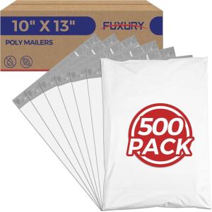 imageFuxury 500Pcs Poly Mailers 10x13 InchShipping Bags Bulk for ClothesStrong Adhesive Shipping Envelopes for Small BusinessSelf Seal Mailing BagsBlackWhite