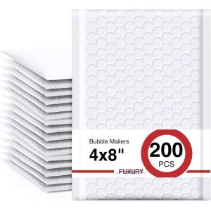 imageFuxury Bubble Mailers 4x8 Inch Teal 200 Pack Padded Envelopes Usable Size 4x7quot Thick Mailing Envelopes Bubble Opaque Padded Mailers Shipping Bags for Mailing Jewelry Makeup Small Business000White