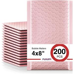 imageFuxury Bubble Mailers 4x8 Inch Teal 200 Pack Padded Envelopes Usable Size 4x7quot Thick Mailing Envelopes Bubble Opaque Padded Mailers Shipping Bags for Mailing Jewelry Makeup Small Business000Light Pink