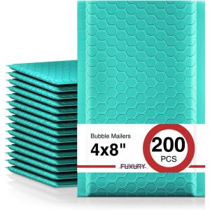 imageFuxury Bubble Mailers 4x8 Inch Teal 200 Pack Padded Envelopes Usable Size 4x7quot Thick Mailing Envelopes Bubble Opaque Padded Mailers Shipping Bags for Mailing Jewelry Makeup Small Business000Teal
