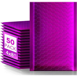 imageFuxury Gold Bubble Mailers 6x10 quot50 Pack Strong Adhesion Metallic Bubble EnvelopesWaterproof Padded EnvelopesDurable Padded MailersSuper Cute Packing for Jewelry Makeup SuppliesBulk 0Purple