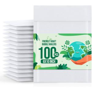 imageFuxury Kraft Bubble Mailers 4x8quot 500Pack EcoFriendly Padded Envelopes Thick Bubble Envelopes Usable Size 4x7quot Waterproof Cushioned Padded Mailers Packaging for Small Business 000 YellowWhite