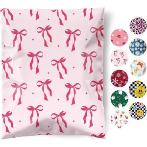 imageFuxury Poly Mailers 10x13 Inch 50PcsShipping Bags for ClothesStrong Adhesive Shipping Envelopes for Small Business Self Seal Poly Bag Mailing Envelopes Retro CheckerboardPink Bows