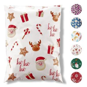 imageFuxury Poly Mailers 10x13 InchSturdy Shipping Bags for ClothesSelf Adhesive Mailing Shipping EnvelopesWaterproof Packaging Bags for Small BusinessColorful Mailers Poly Bags 50 Pack ButterfliesWhite Christmas Santa