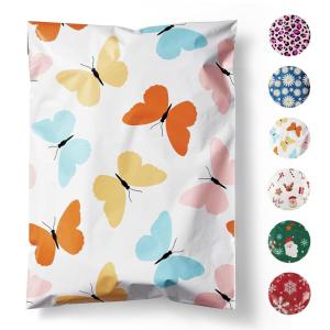 imageFuxury Poly Mailers 10x13 InchSturdy Shipping Bags for ClothesSelf Adhesive Mailing Shipping EnvelopesWaterproof Packaging Bags for Small BusinessColorful Mailers Poly Bags 50 Pack ButterfliesButterfly