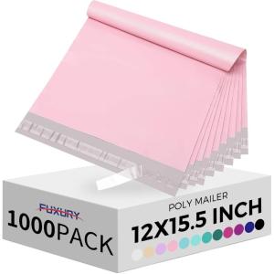 imageFuxury Poly Mailers 12x155Inch 500PcsWaterproof Shipping Bags for ClothingStrong Adhesive Shipping Envelopes for Small BusinessSelf Seal Mailing Bags Poly Mailer Bags BlackPink