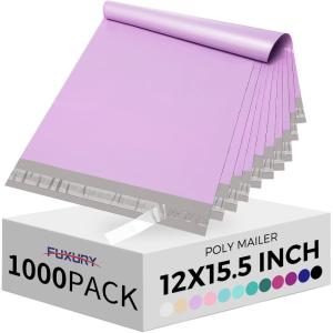 imageFuxury Poly Mailers 12x155Inch 500PcsWaterproof Shipping Bags for ClothingStrong Adhesive Shipping Envelopes for Small BusinessSelf Seal Mailing Bags Poly Mailer Bags BlackLight Purple