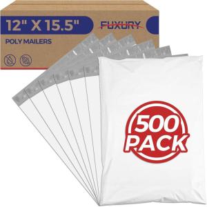 imageFuxury Poly Mailers 25 Pcs 177 X 22quot XL Shipping Bags for Clothing Strong Adhesive Shipping Mailing EnvelopesLarge SelfSealing Polymailer for Small Business Black 10White
