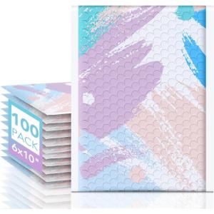 imageFuxury Bubble Mailers 6x10 Pink Watercolor Padded Envelopes 100 Pack Usable Size 6x9 Bubble Envelopes Strong Adhesion Padded Mailers Thick Waterproof Shipping Envelops for Mailing Jewelry Makeup 0Watercolor