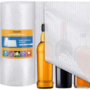 imageFuxury Bubble cushion Wrap Roll Air Bubble Roll 1 Roll 16x36FeetPerforated Every 12Included 10 Fragile Sticker Labels for Packaging Moving Shipping Boxes Supplies