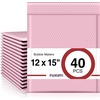 image:imageFuxury 12x15 Bubble Mailers 40 Pack Light Pink Padded Envelopes Large Shipping Envelopes for Clothing Books Gifts Self Seal Waterproof Opaque Thick Mailers for Small BusinessLight Pink